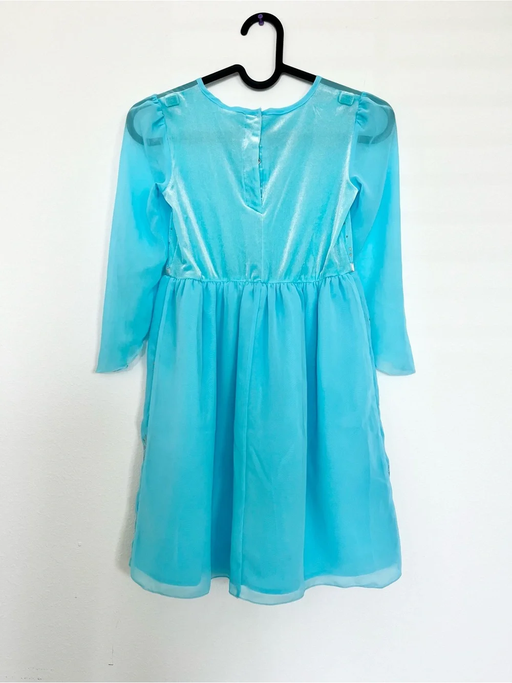 Disney Frozen Elsa Enchanting Costume Dress Blue Snowflake Cape Girls -size 4-6